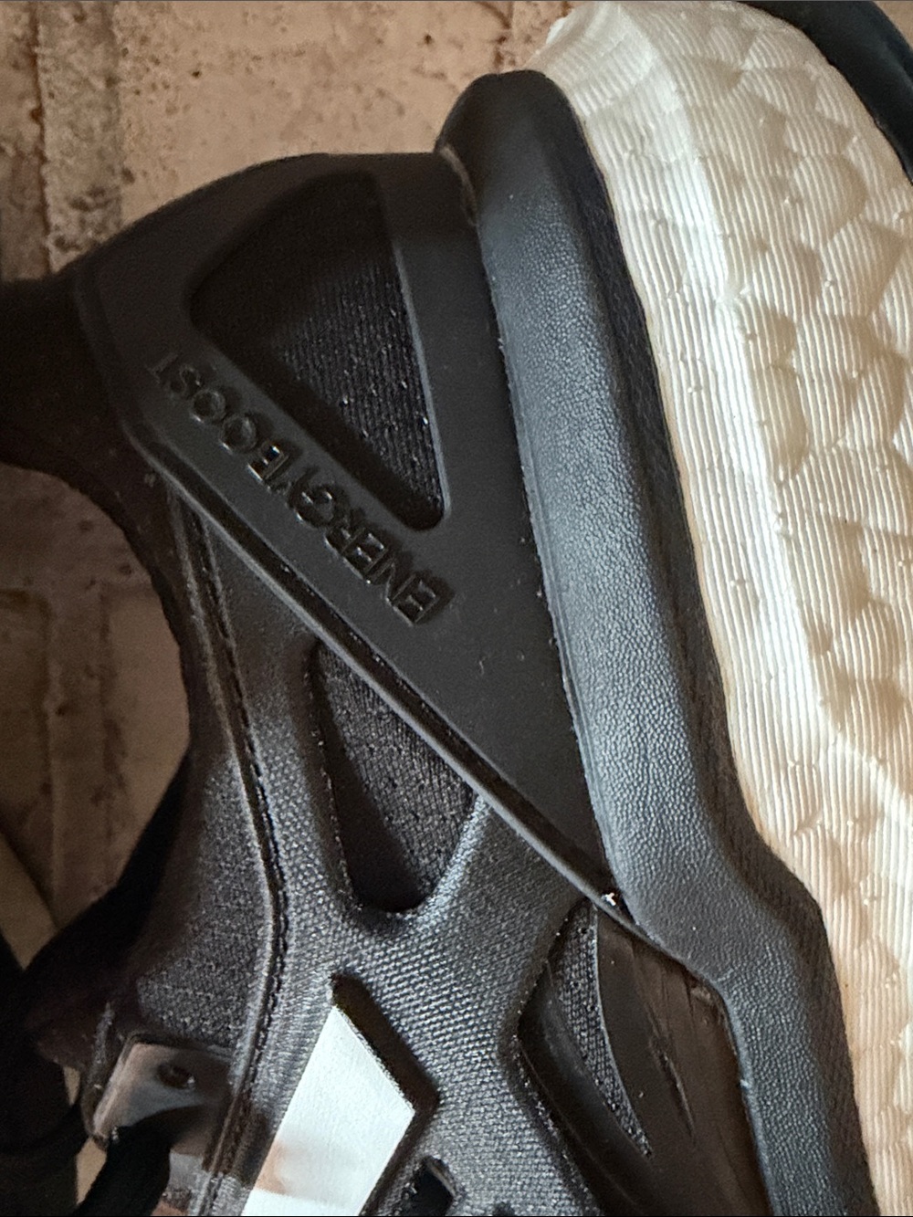 Hardly worn adidas energy boost Black and White Athletic Running Shoes sz 10 - Picture 3 of 5